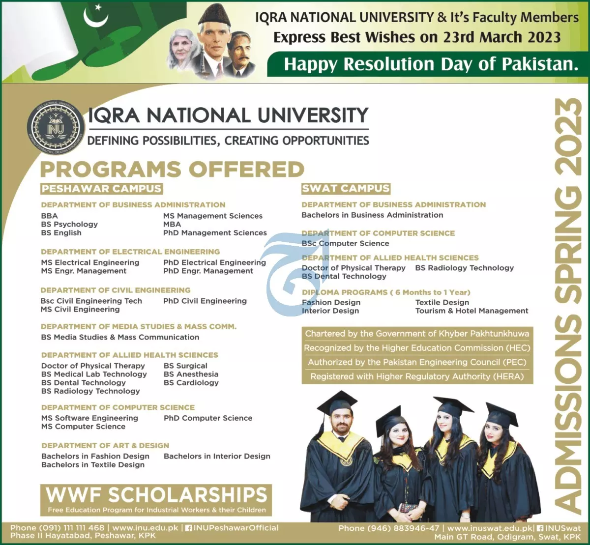 Iqra University Peshawar Campus Admissions 2023