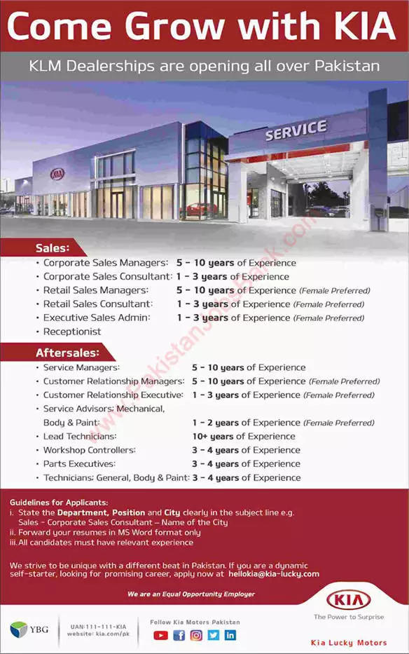 Jobs in KIA Lucky Motors Pakistan