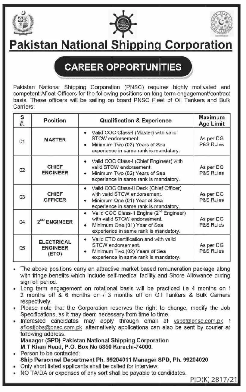 Jobs In Pakistan National Shipping Corporation