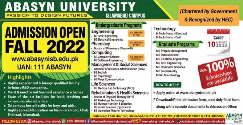 Admission In Abasyn University Islamabad Campus