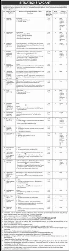 Ministry of Defence Islamabad Jobs 2022