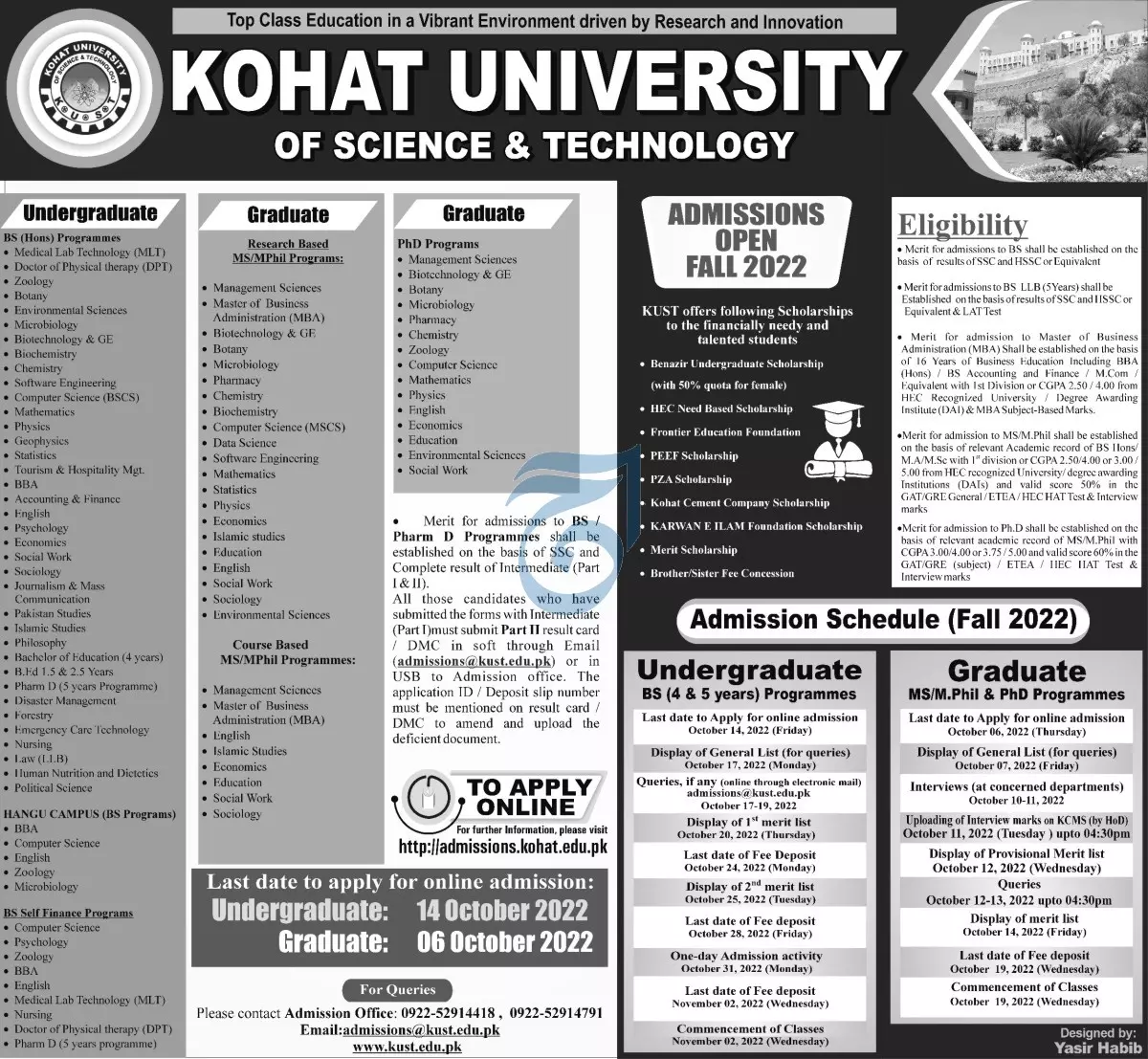 Admission in Kohat University of Sciences & Technology 