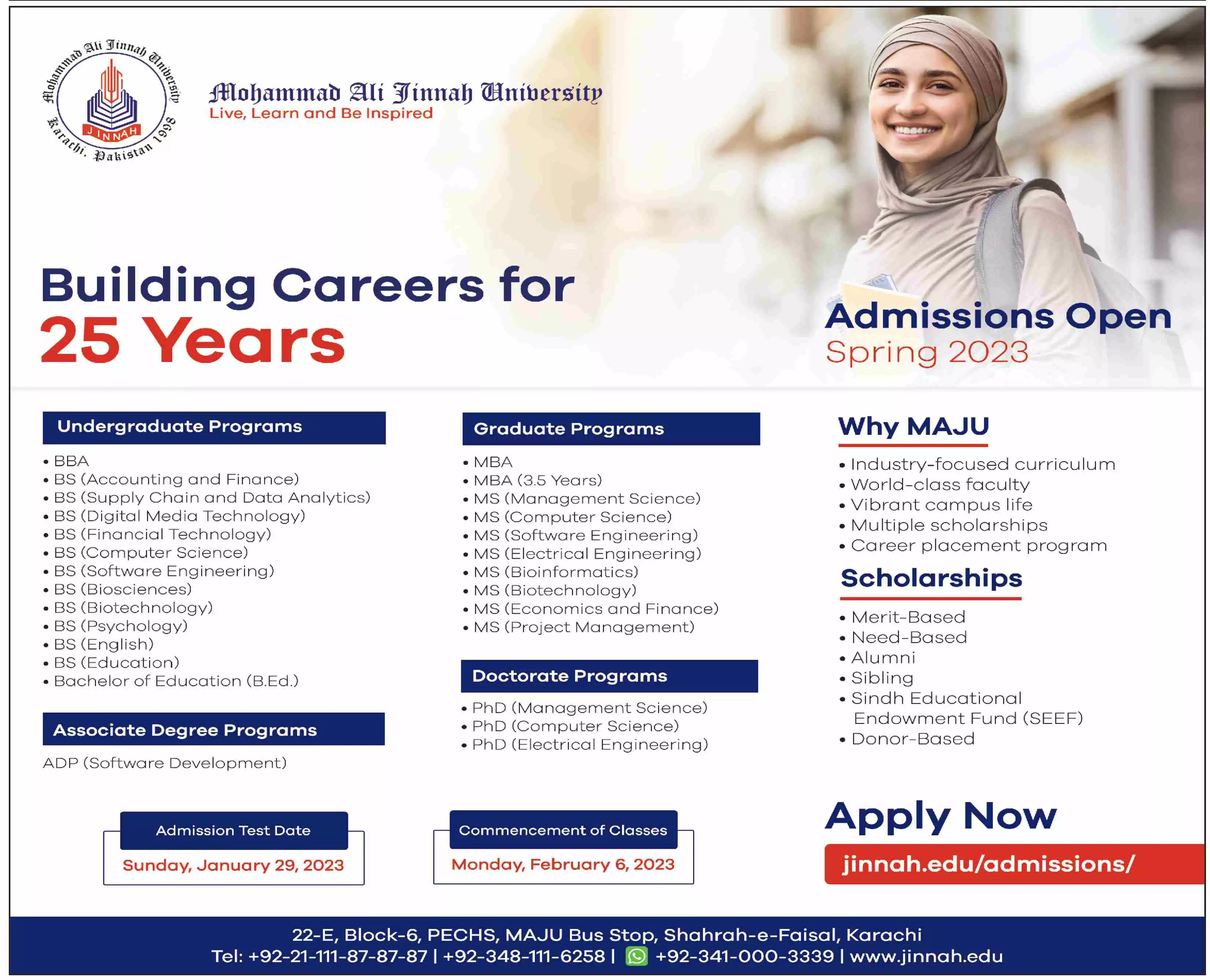 Muhammad Ali Jinnah University Admissions 2023