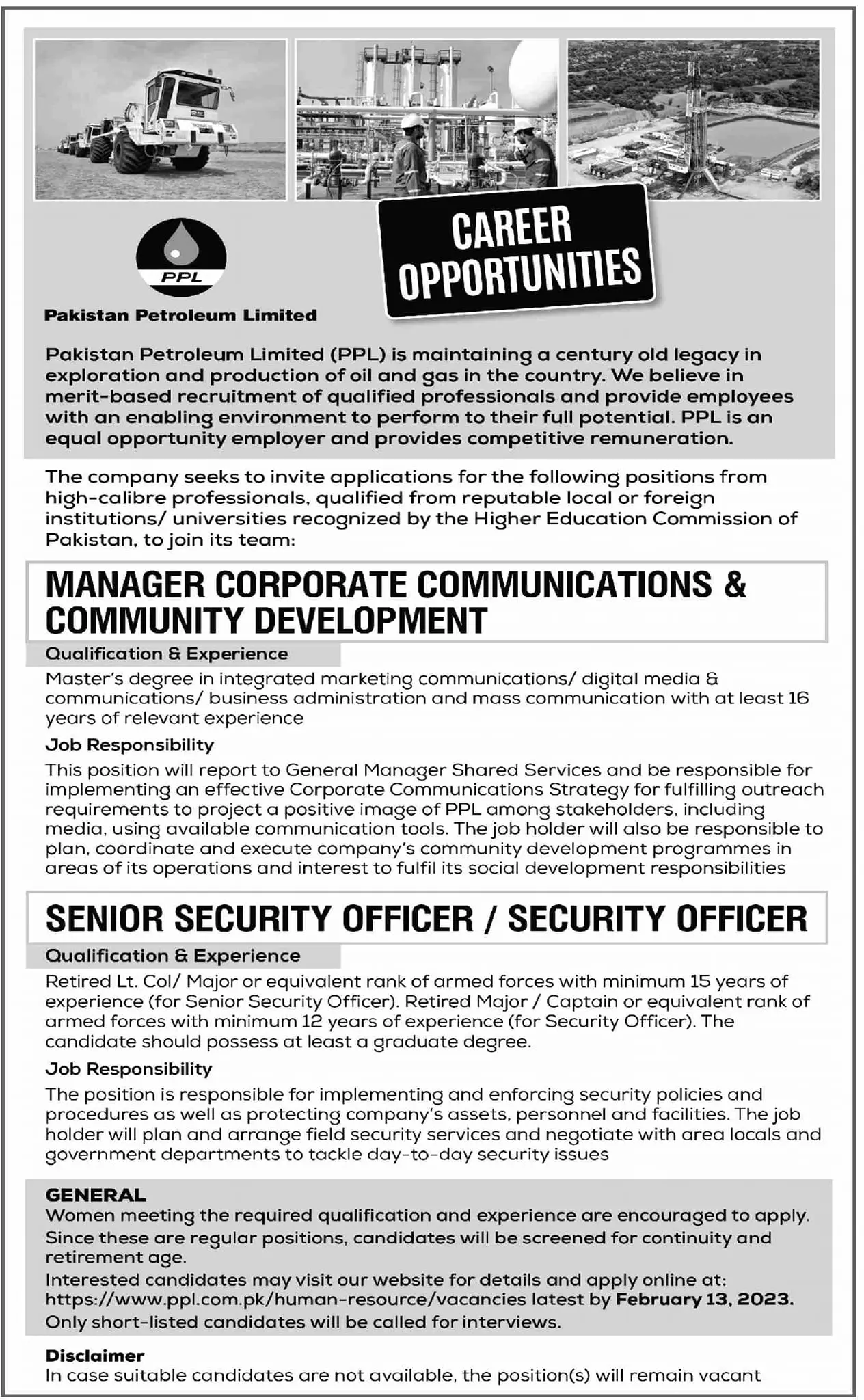 Pakistan Petroleum Limited PPL Karachi Jobs 2022