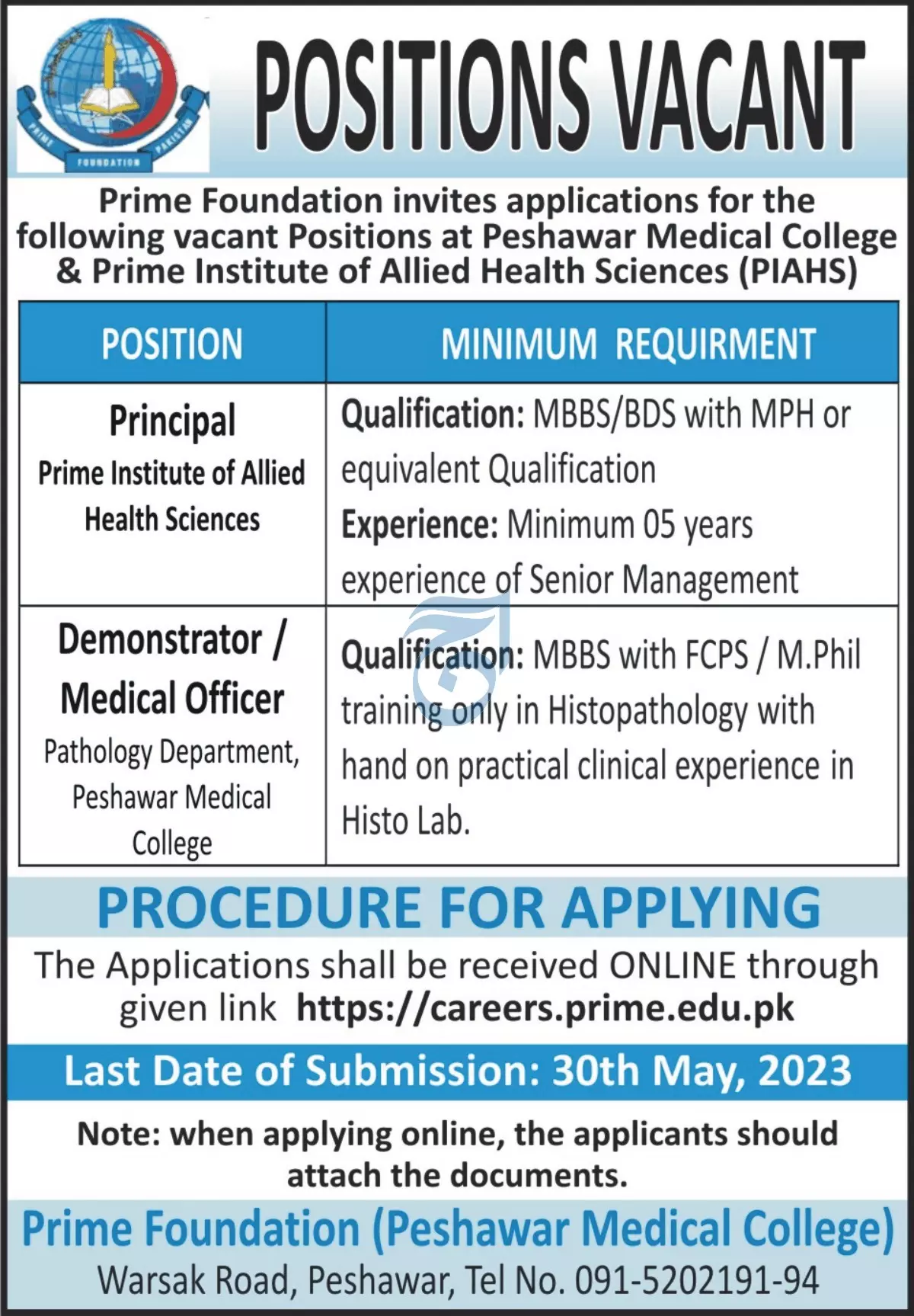Prime Foundation Peshawar Jobs 2023