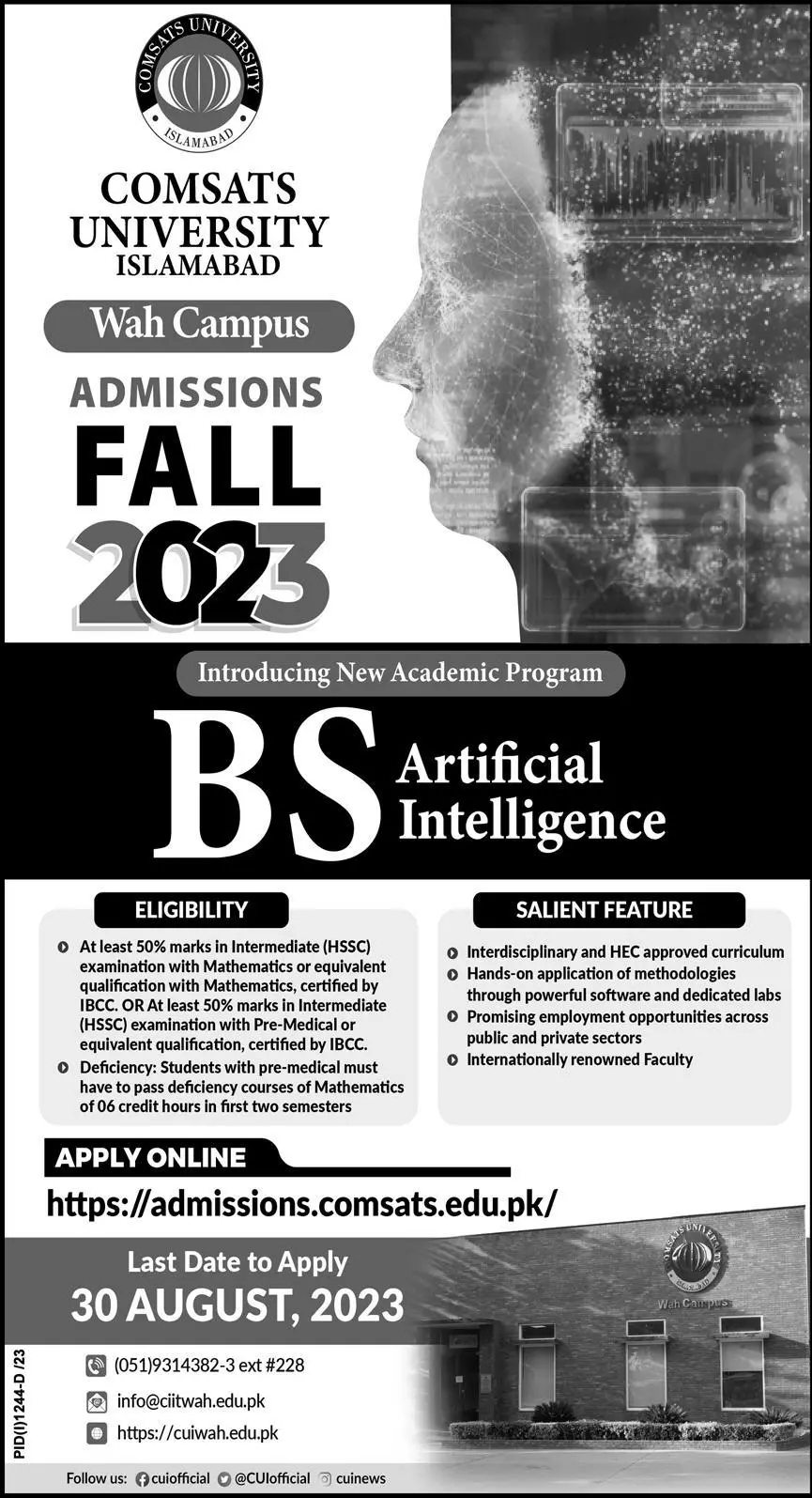 Comsats University Islamabad Admissions 2023