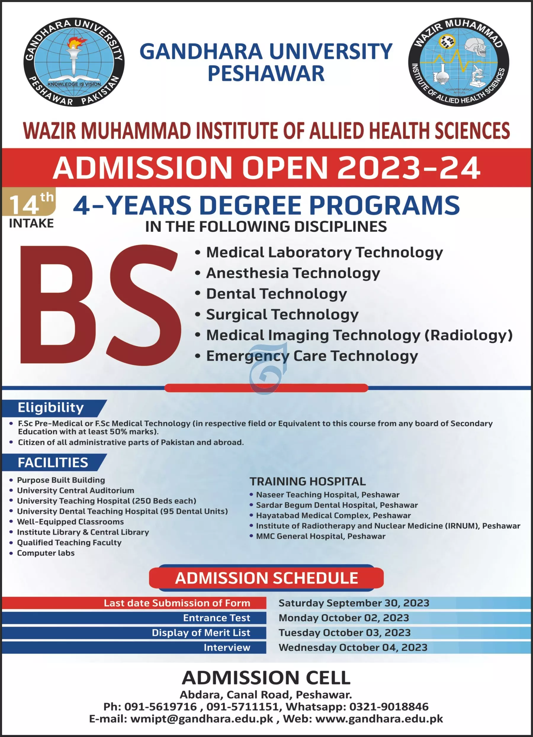 Gandara University Peshawar Admissions 2023