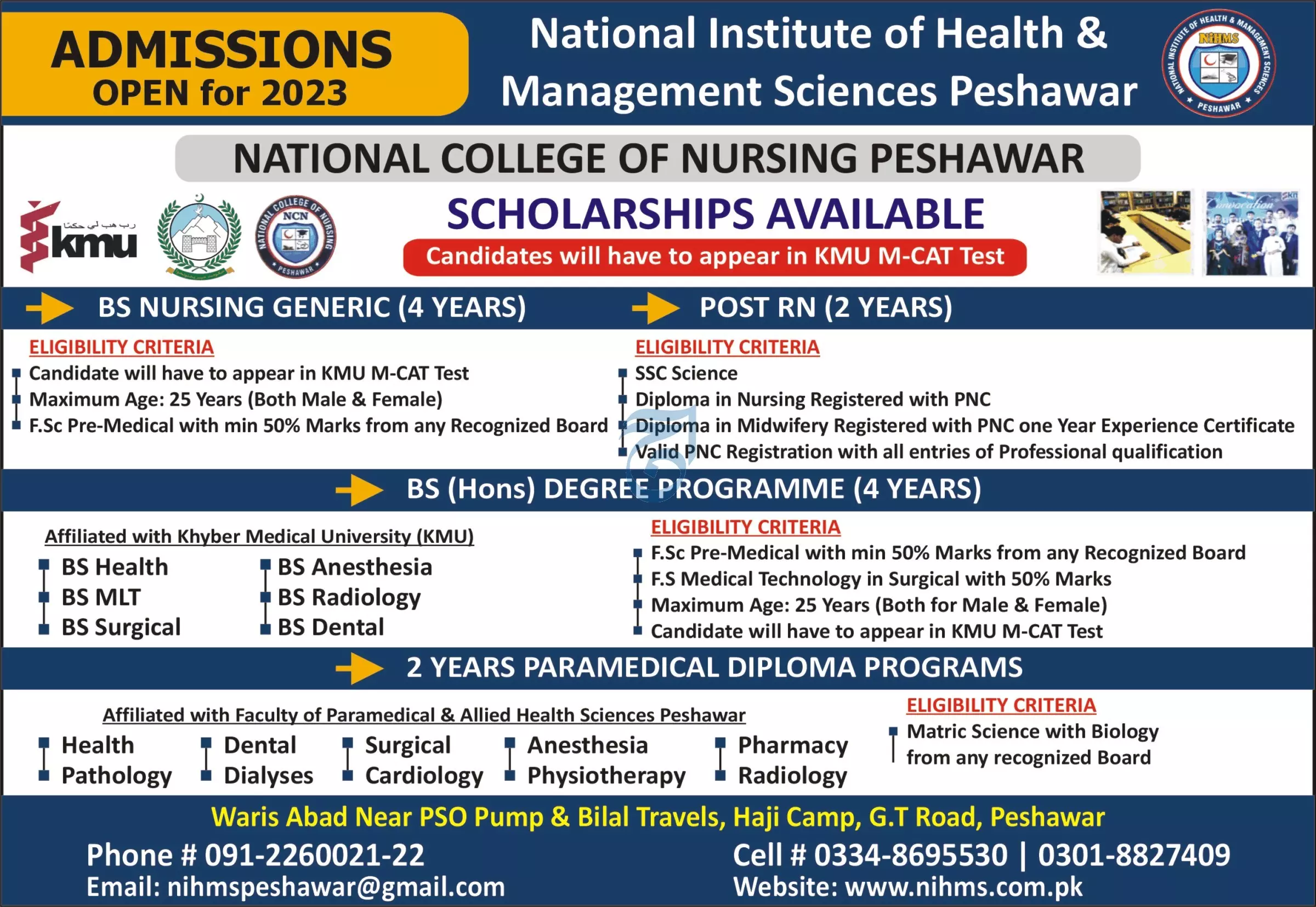 National Institute of Health & Management Sciences Admission