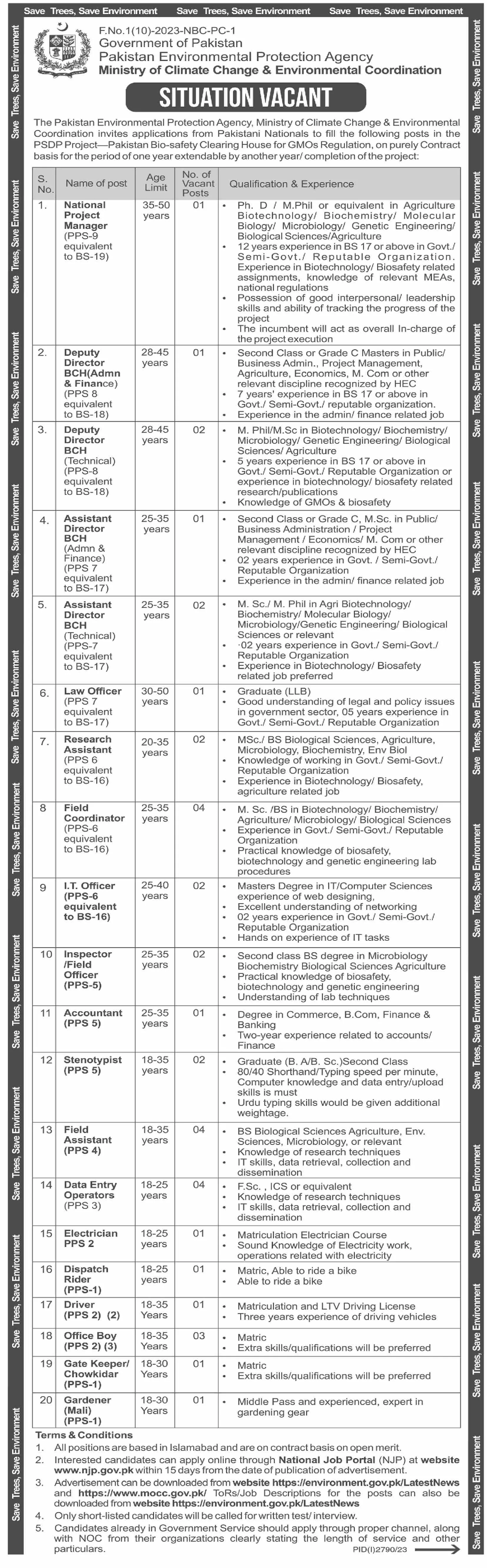 Ministry of Climate Change & Enviromental Coordination Jobs