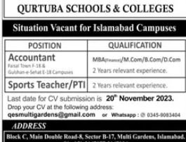 Qurtuba School And Colleges Islamabad Campuses Jobs 2023