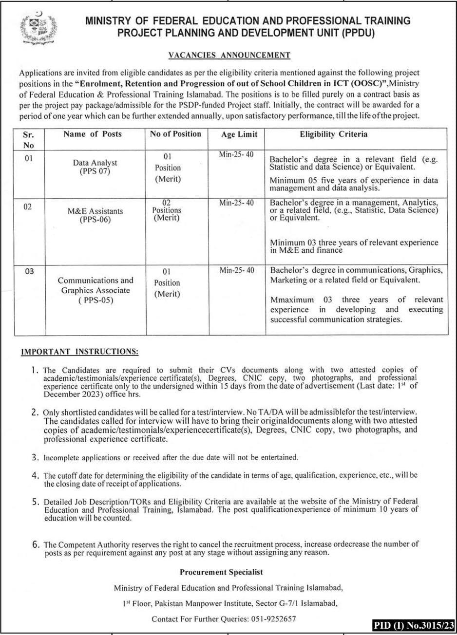 Ministry of Federal Education And Profissional Traning Jobs