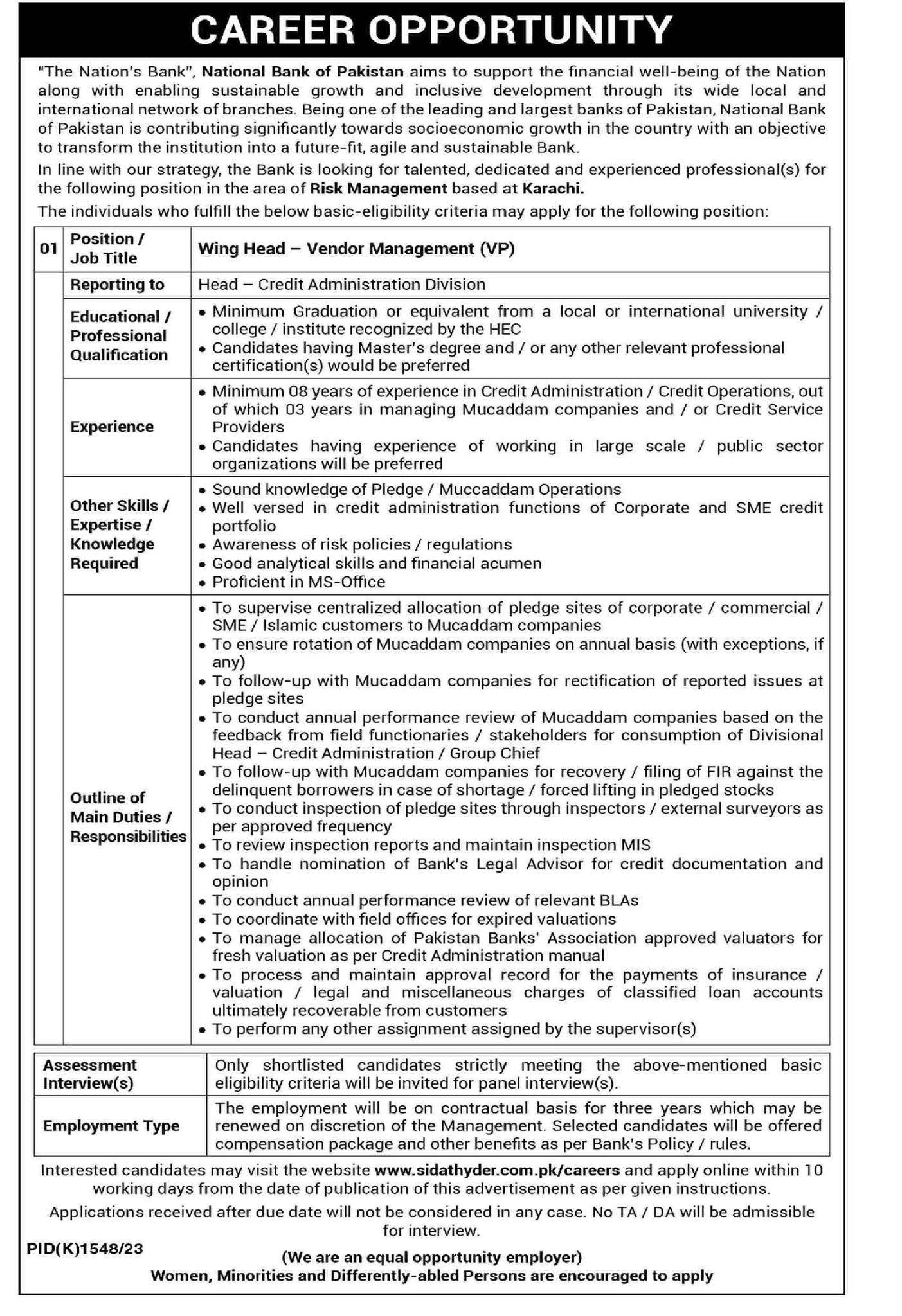 The National Bank Of Pakistan NBP Jobs 2023 