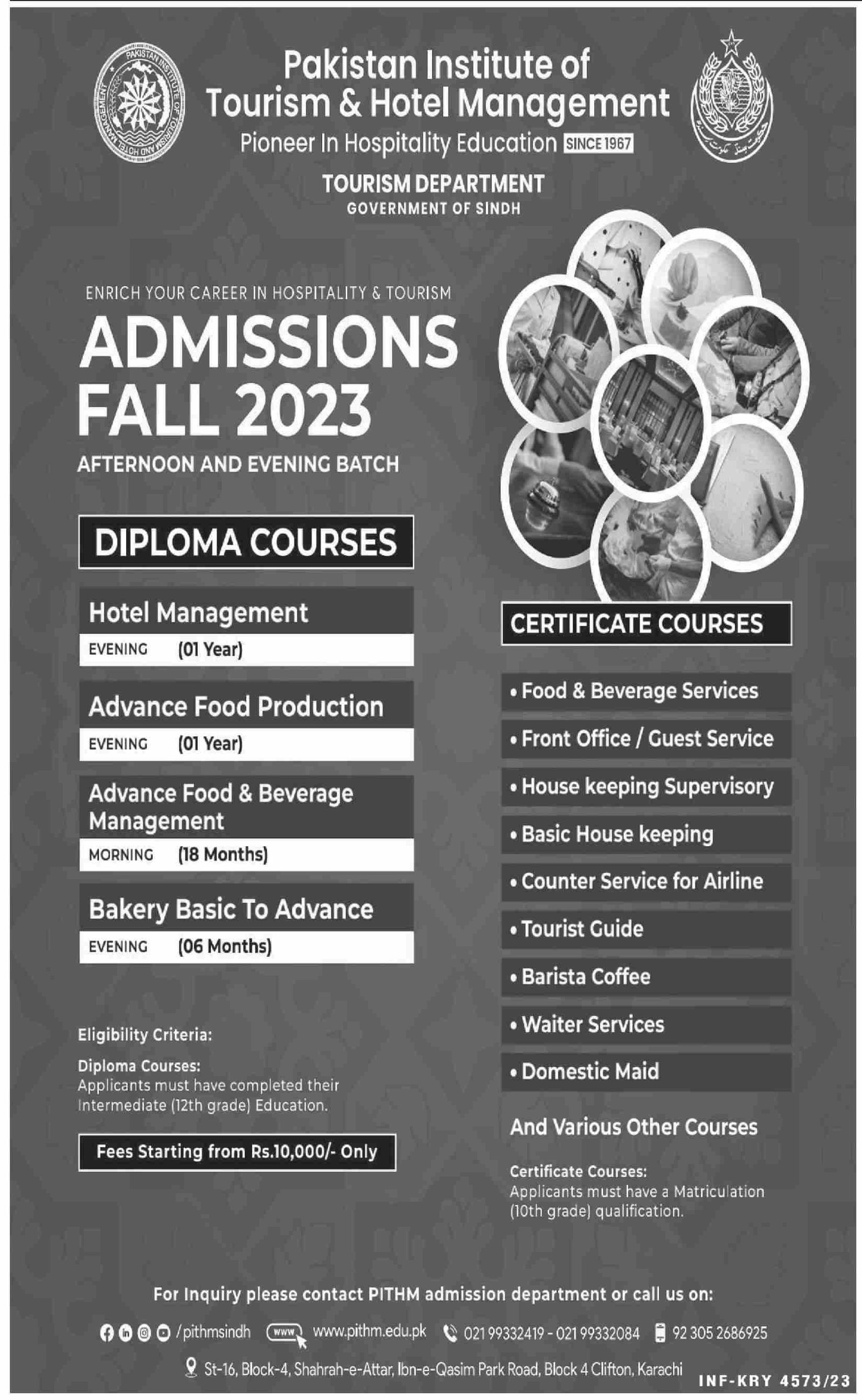 Admission open Institute of Tourism and hotel Management