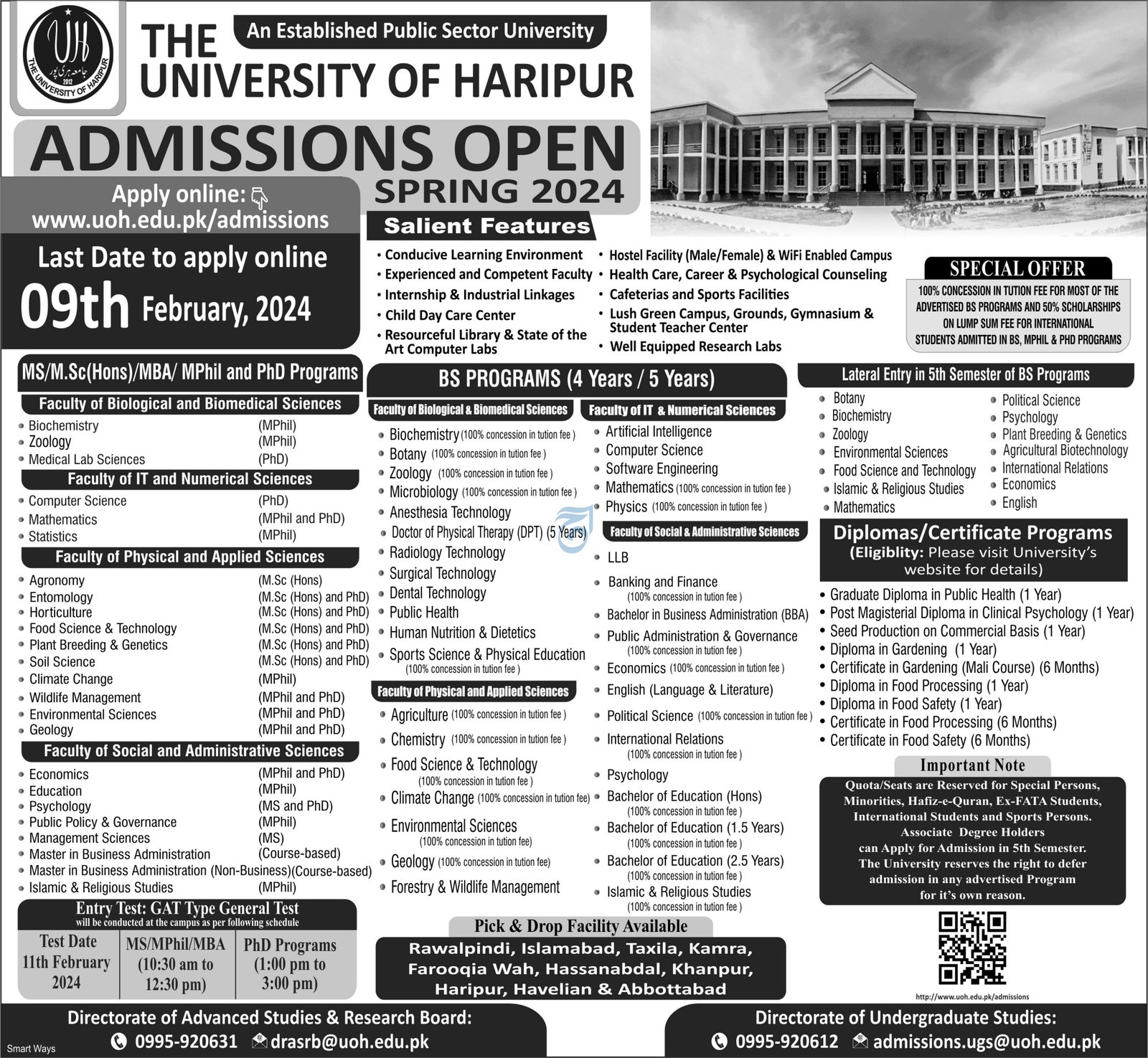 Admissions Open in University of Haripur 2024