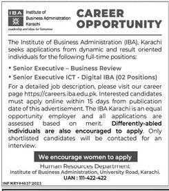 Institute Of Business Administration IBA Jobs 2023