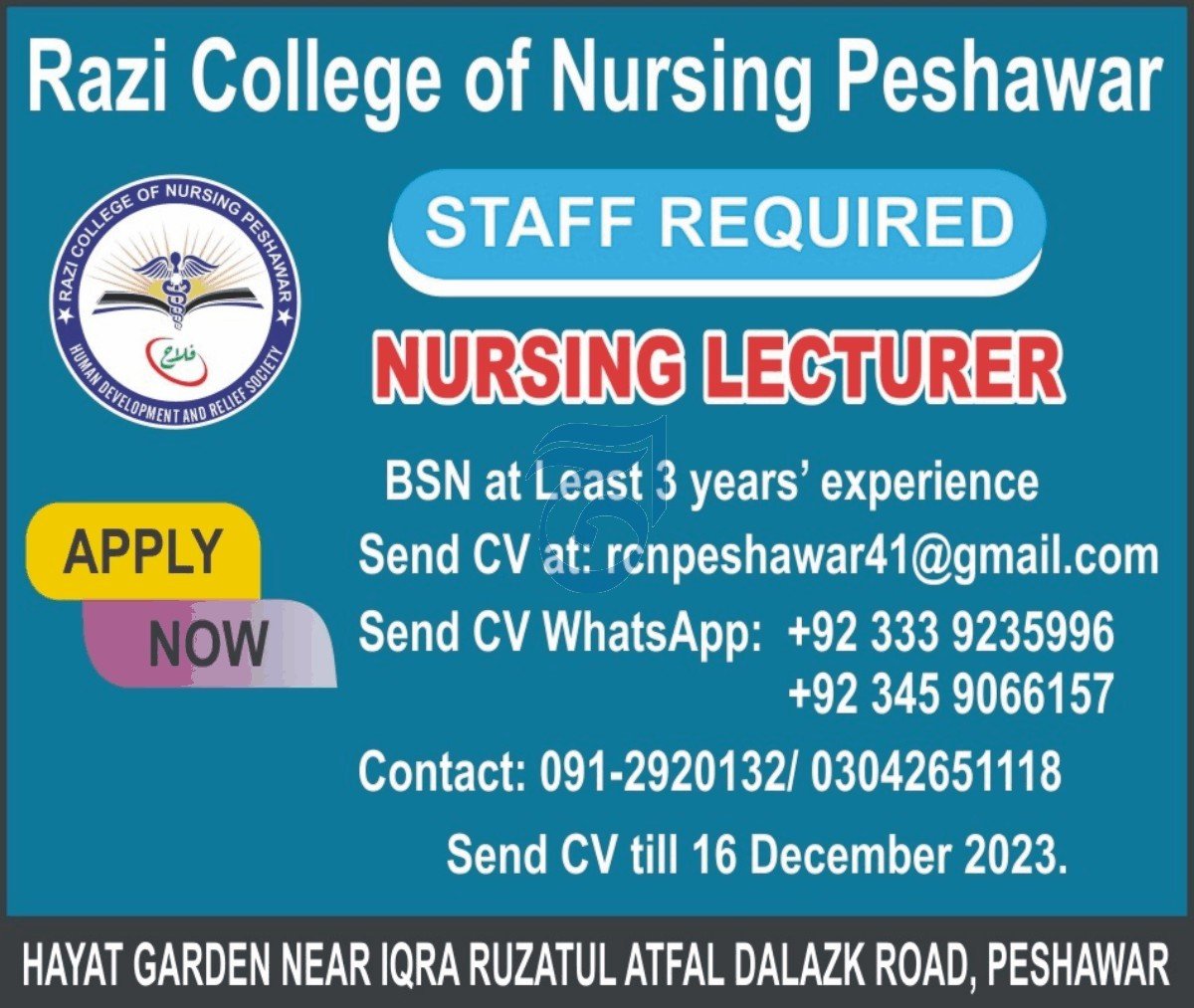 Razi College of Nursing Peshawar Jobs 2023