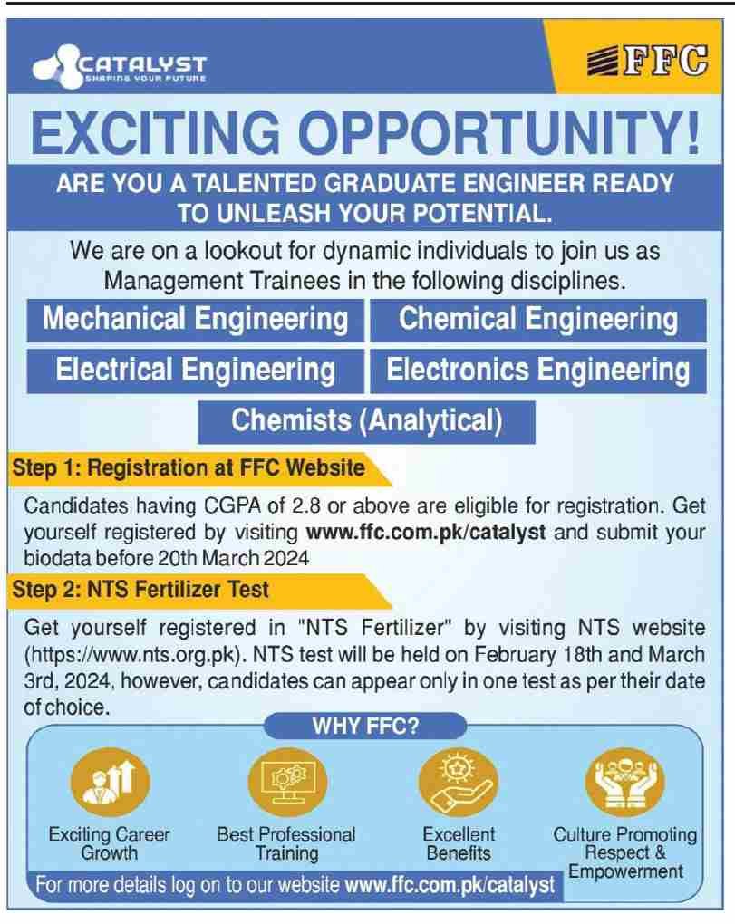 Fauji Fertilizer Company FFC Karachi Jobs 2024