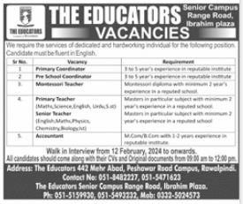 The Educators Rawalpindi Punjab Jobs 2024 