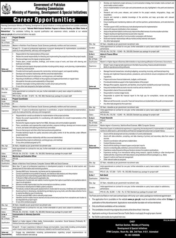 Planning Commission Of Pakistan Islamabad Jobs 2024